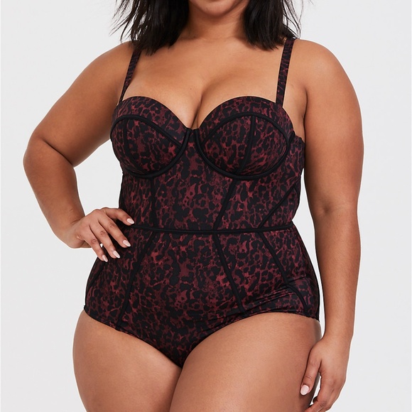 Torrid Burgundy Red Leopard One Piece Swimsuit
